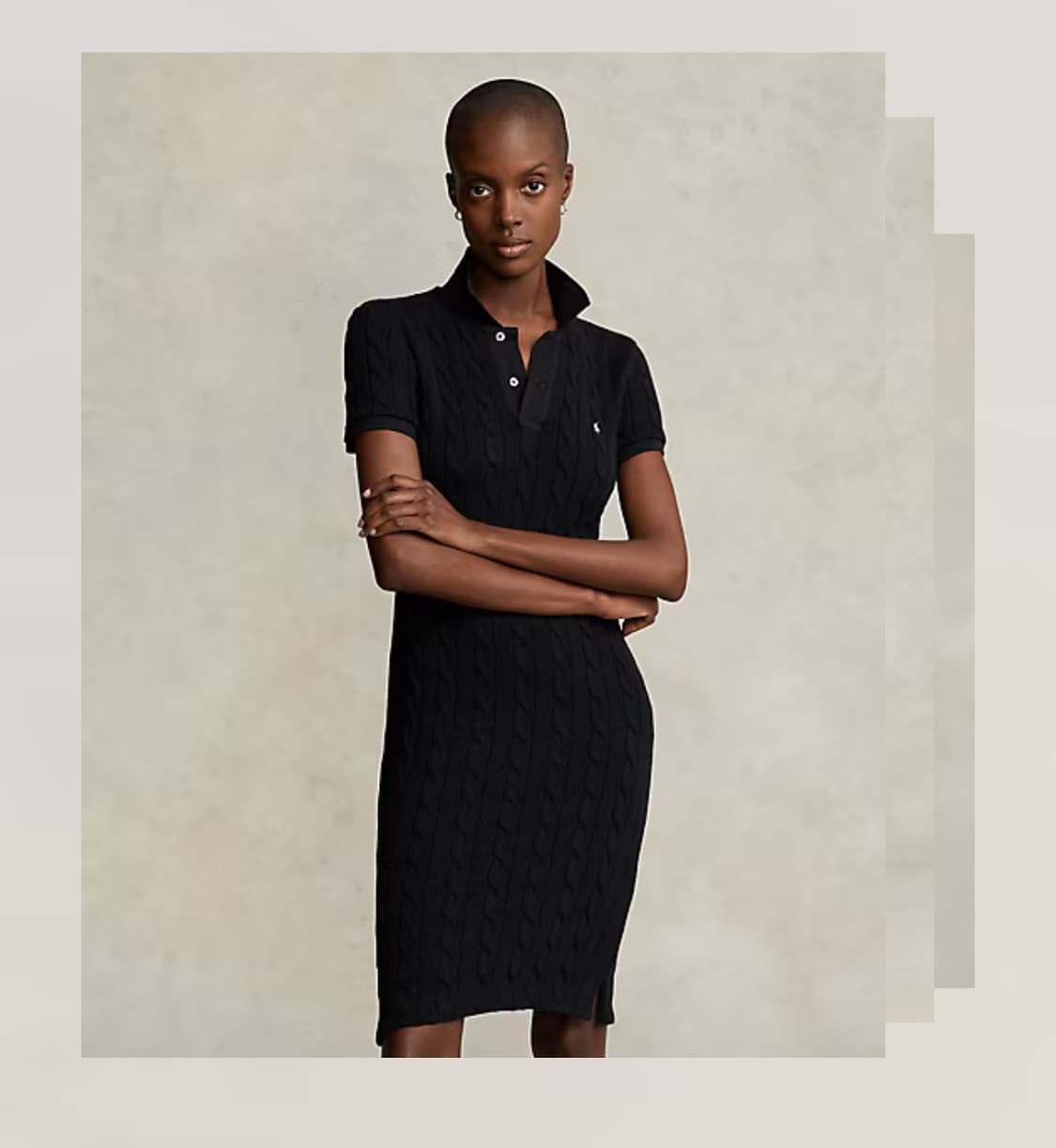 XS) 폴로 랄프로렌 블랙 케이블 니트 원피스 신형 큐알탭 상품이미지10