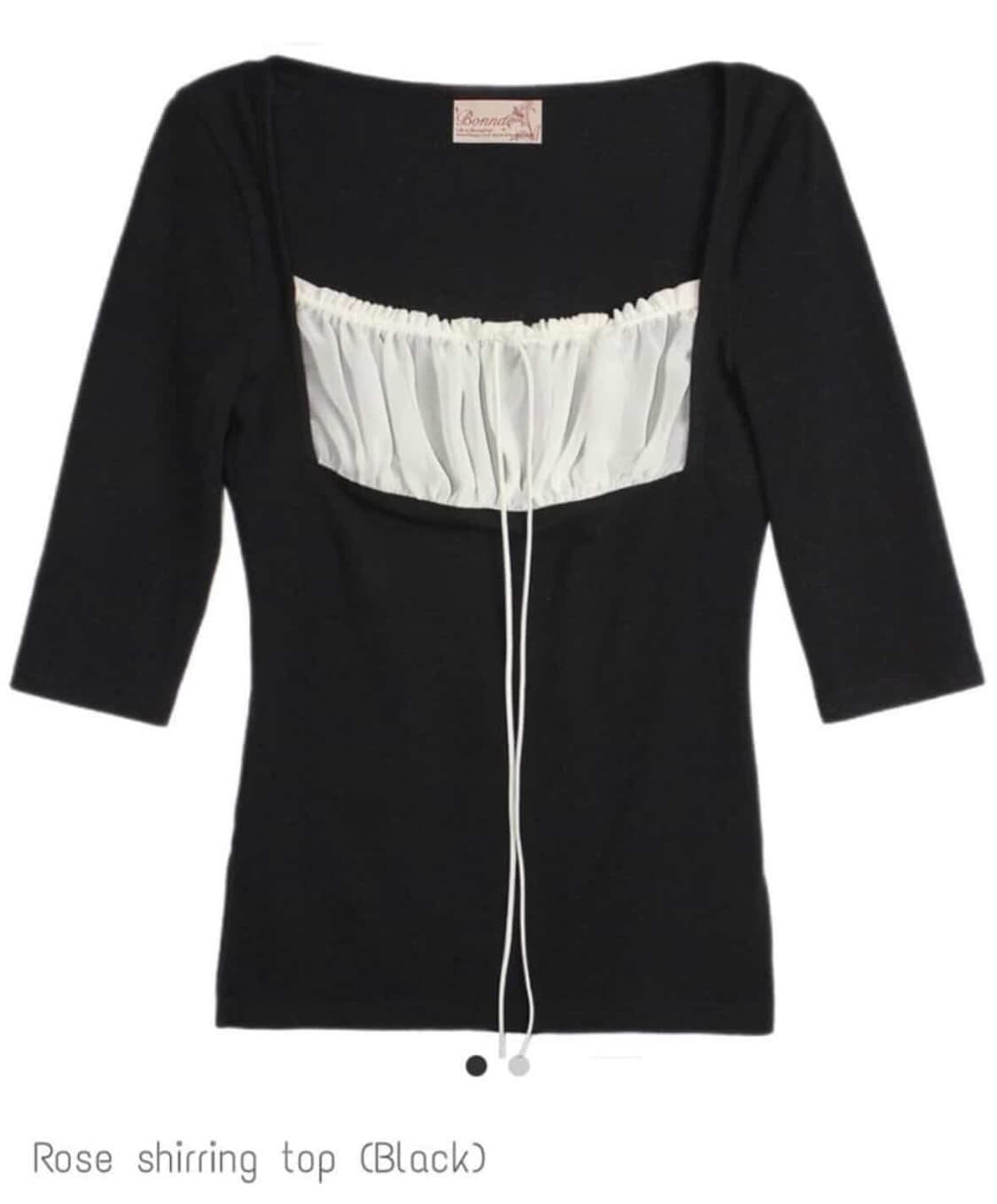 본네 로즈 셔링 탑 블랙 상품이미지1
