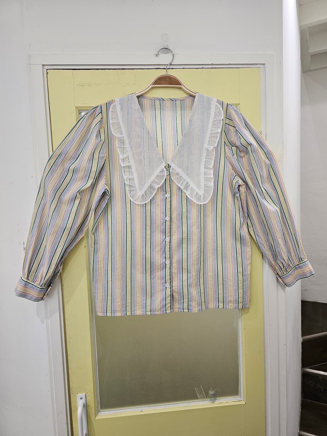 Japan 빅카라 스트라이프 셔츠 블라우스 상품이미지1