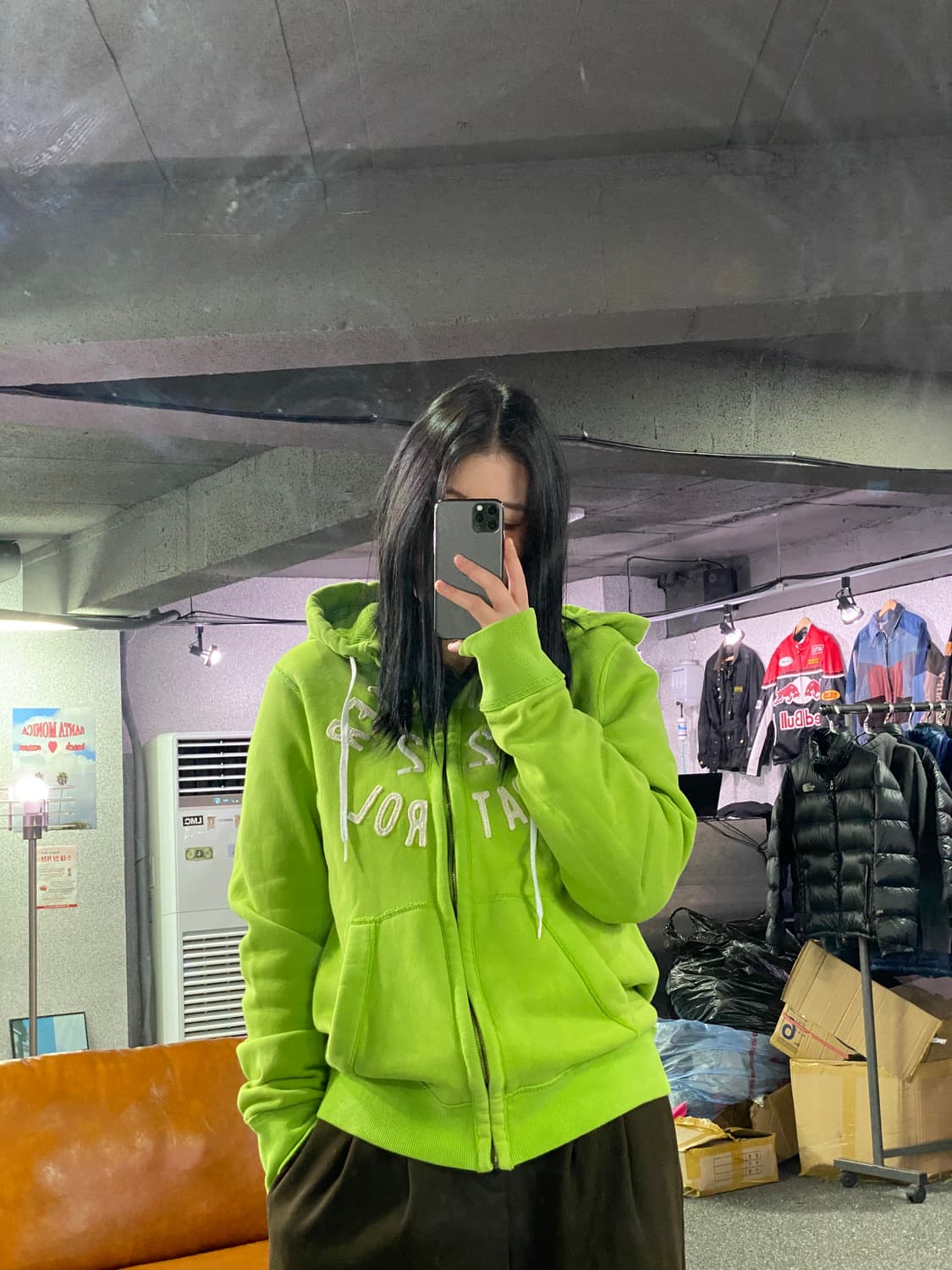 홀리스터 아치로고 그린 후드집업 B3419 상품이미지1