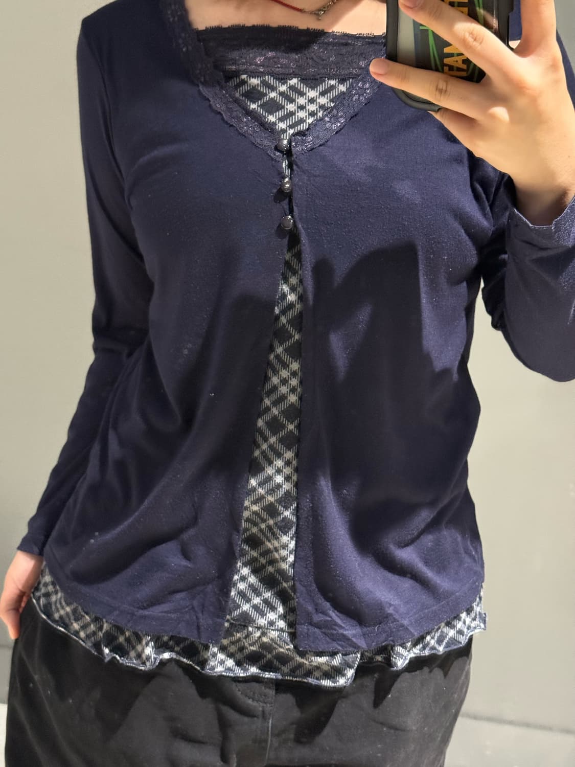 check pattern layered cardigan  상품이미지4