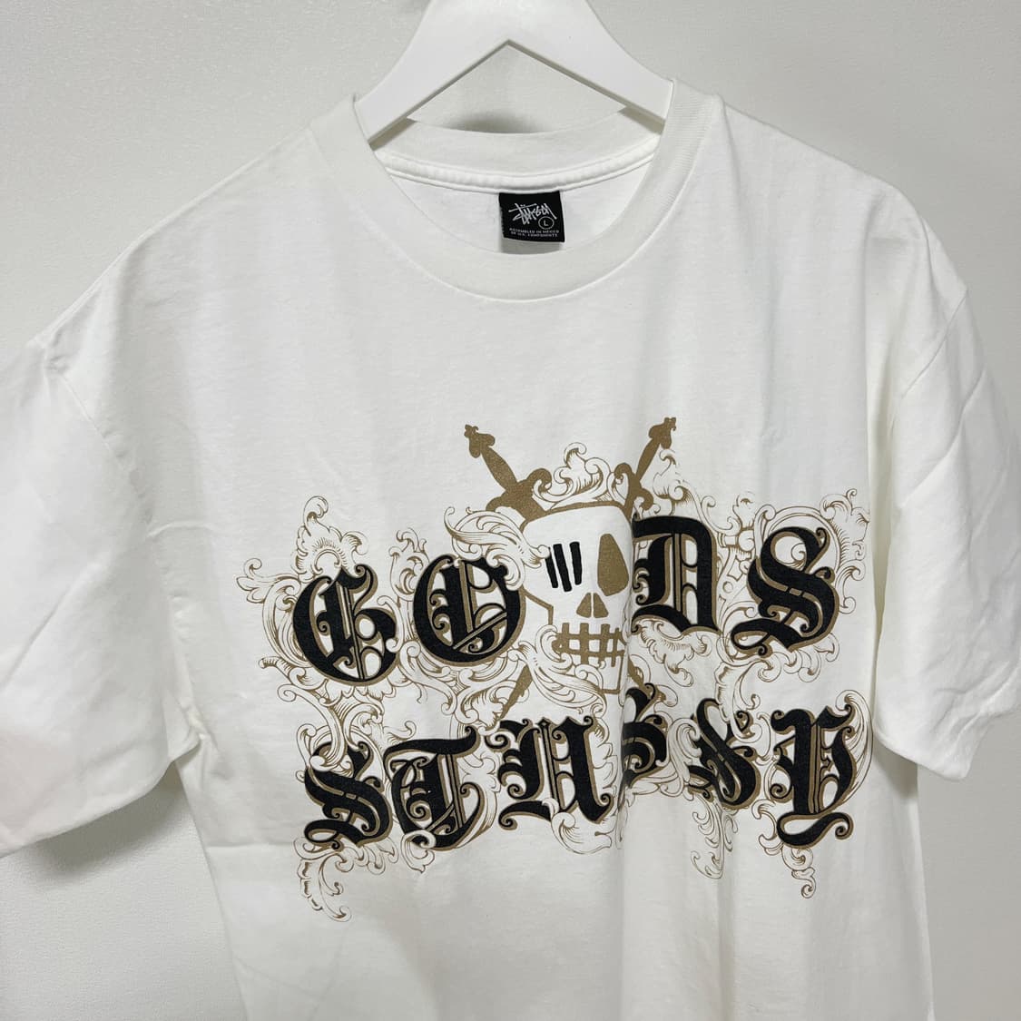 스투시 x GOODS 스컬 티셔츠 화이트 상품이미지5