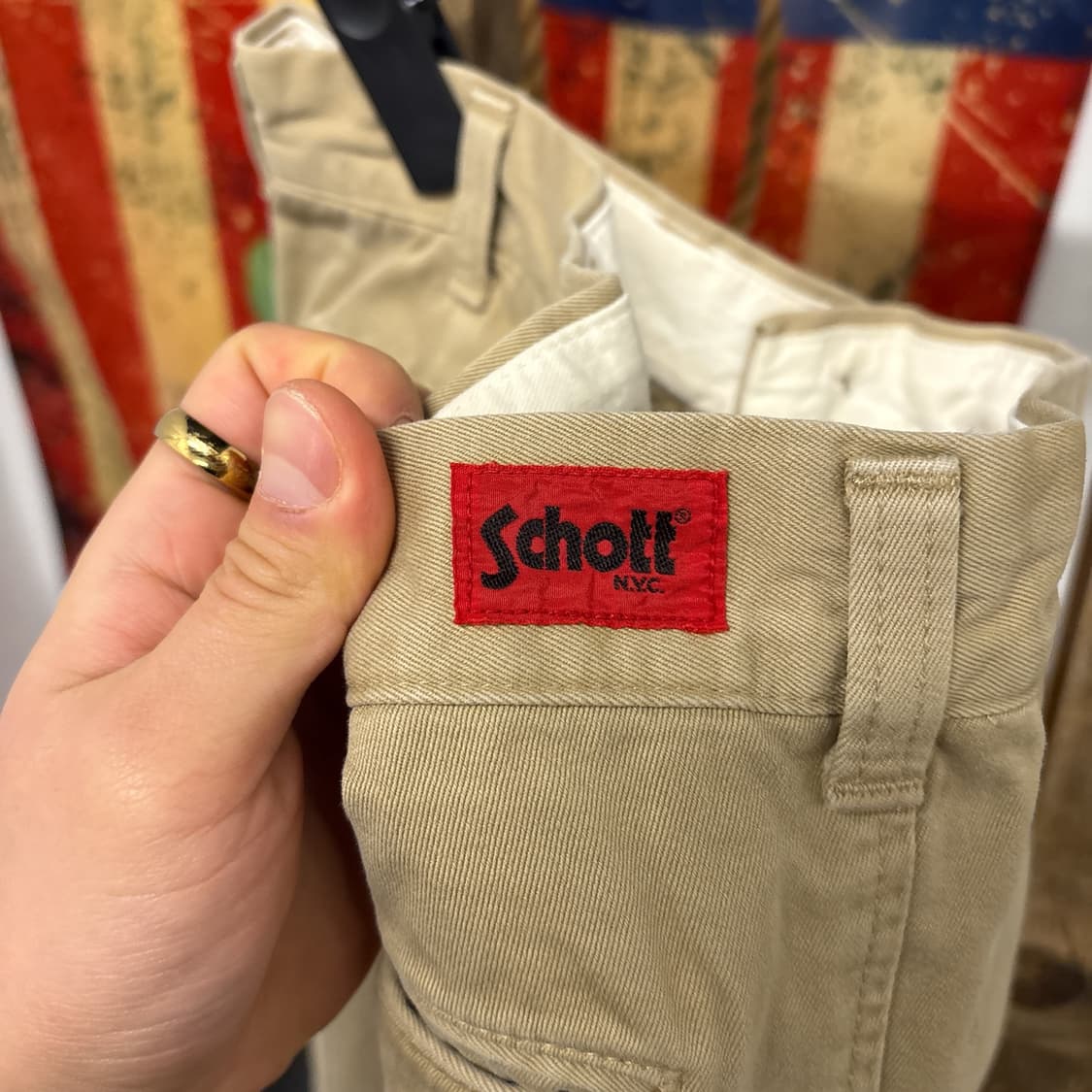 90s 쇼트 클래식 오피서 치노팬츠 플랫프론트 베이지 N769 상품이미지7