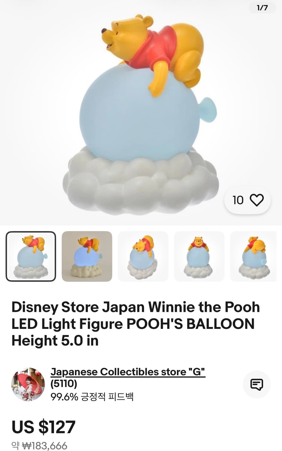 일본 디즈니 스토어에서 판매된 곰돌이 푸 LED 라이트 피규어 상품이미지4