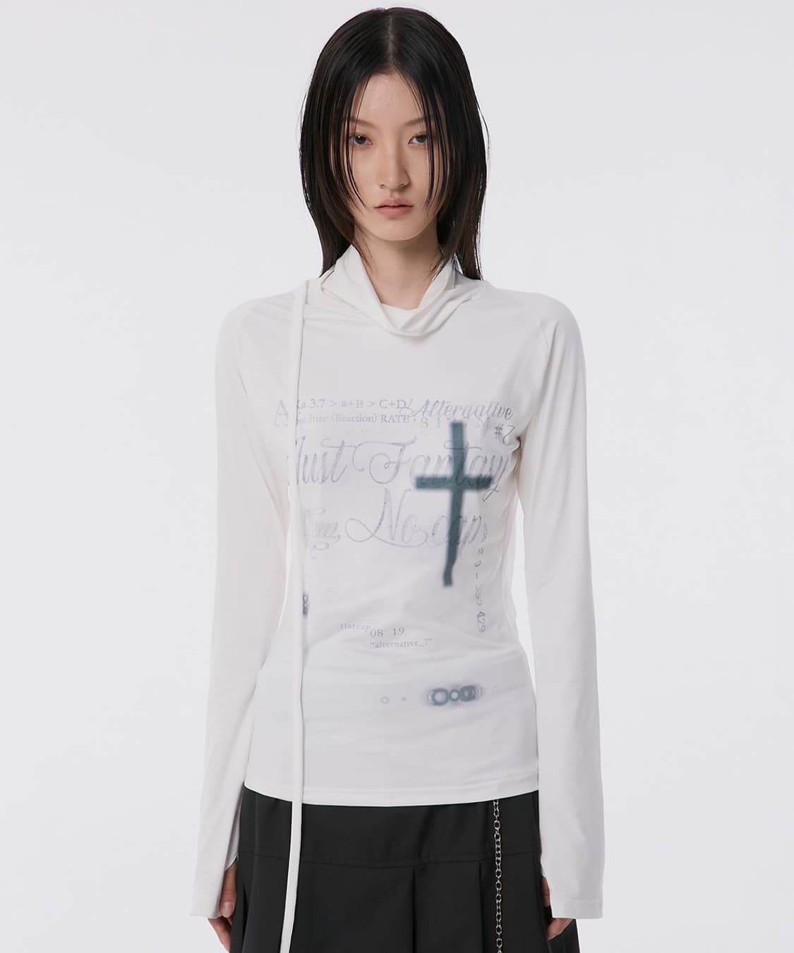 플레어업 컷아웃 터틀넥 롱슬리브 화이트 상품이미지1