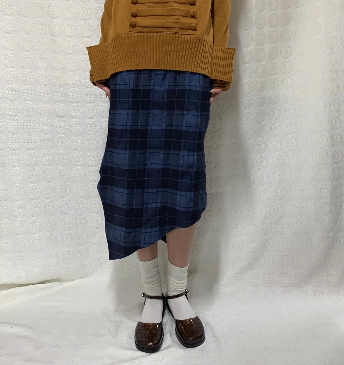 viviennewestwood 체크 울 비대칭 스커트 상품이미지1