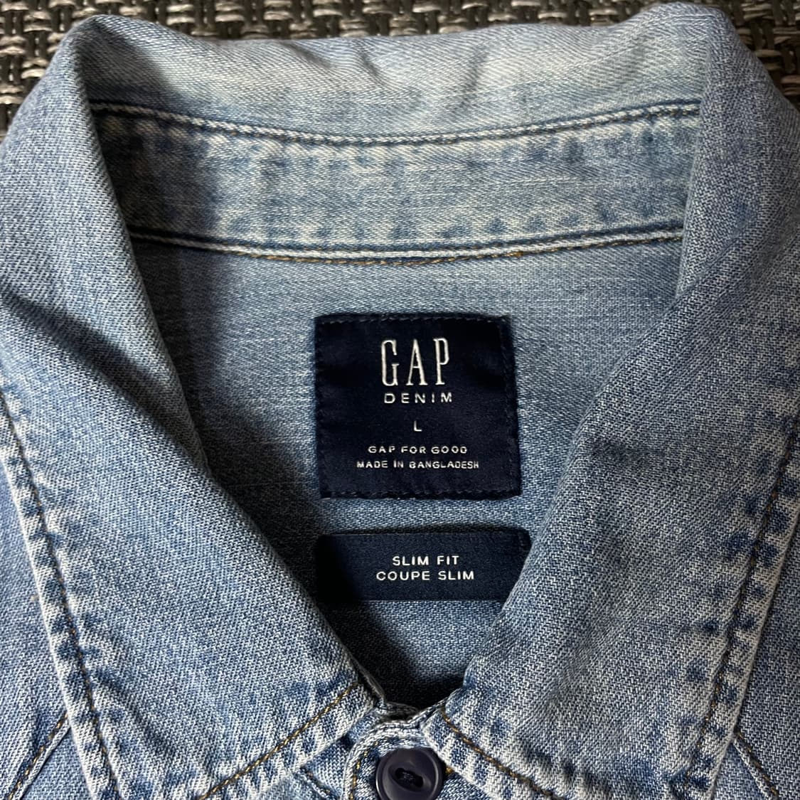 갭 연청 투포켓 긴팔 셔츠 슬림핏 L 상품이미지4