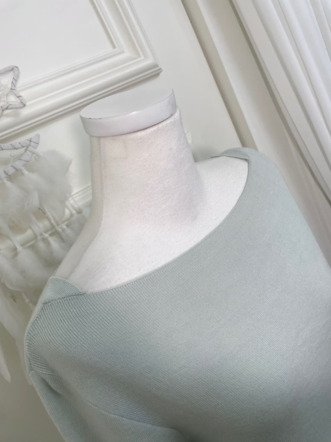 mint sleeve button point boat-neck knit 상품이미지7