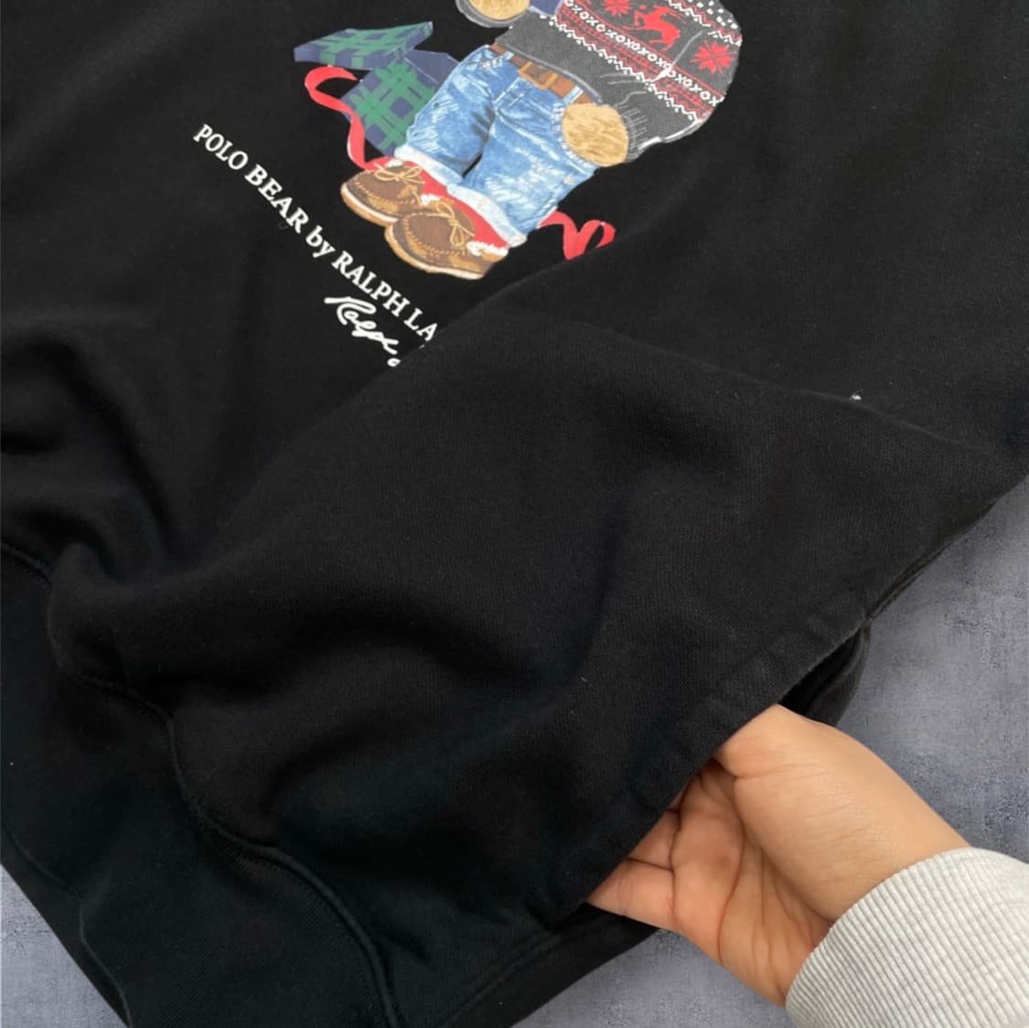 폴로 랄프로렌 블랙 홀리데이 베어 기모 후드티 S 상품이미지5