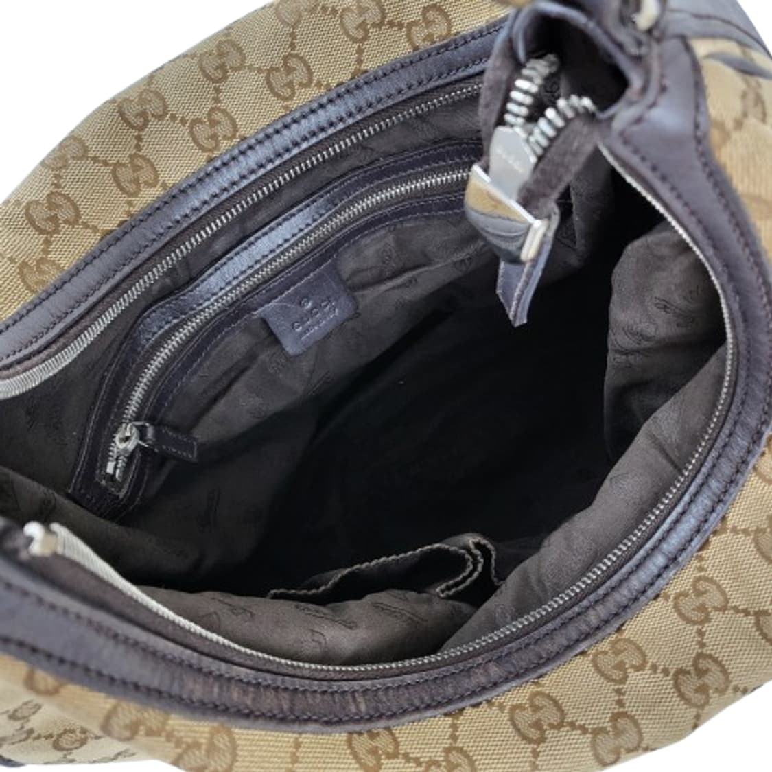 정품 구찌 232945 투톤 메탈 G로고장식 자가드 호보백 상품이미지10