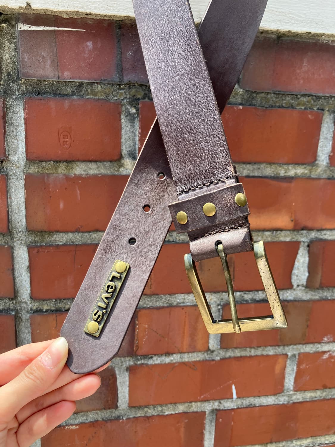 Levi’s 금속 플레이트 브라운 레더 벨트 상품이미지6