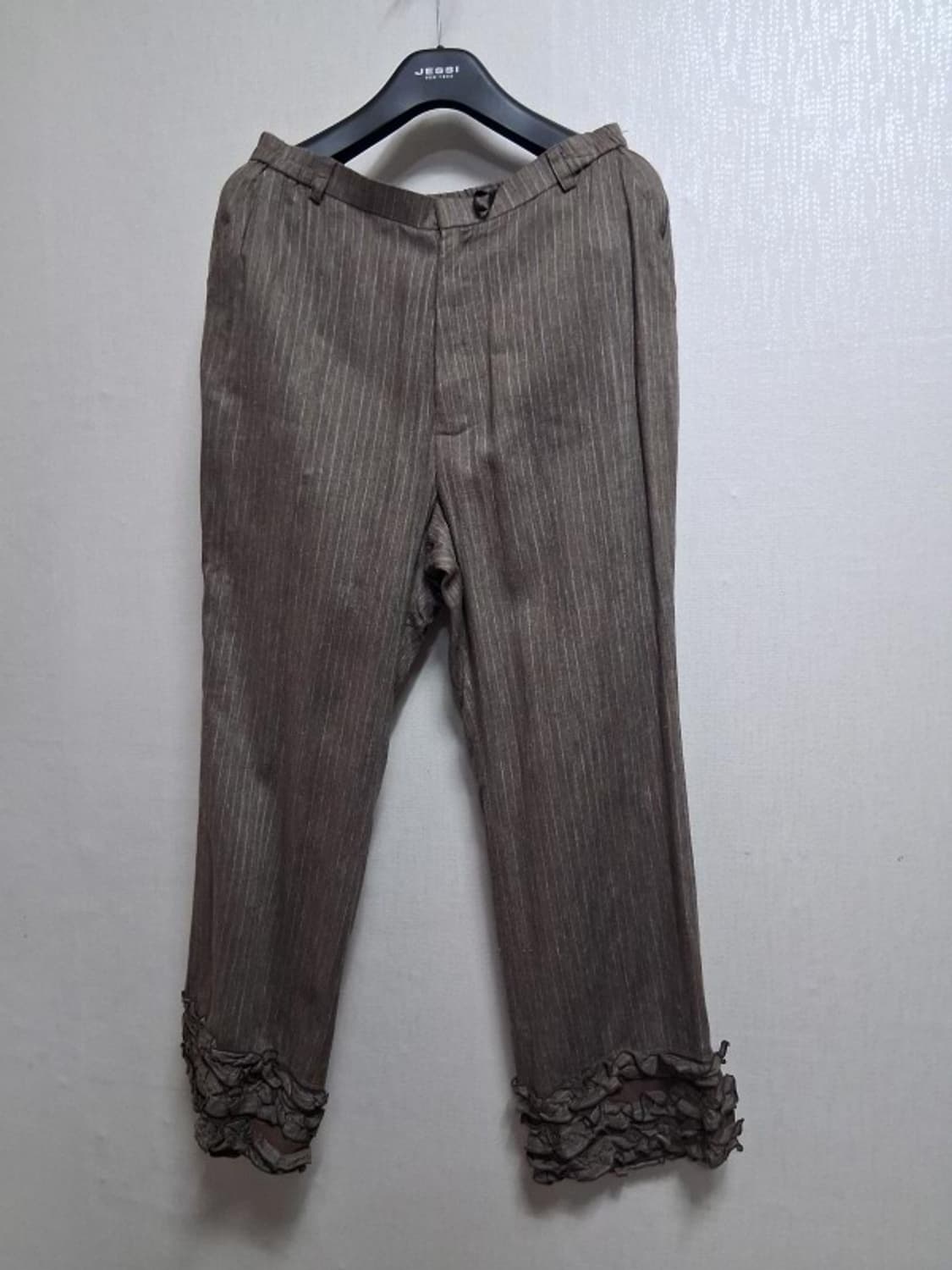 일본구제 beedoro 브라운갈색베이지 린넨 레이어드 레이스팬츠 27까지 상품이미지1