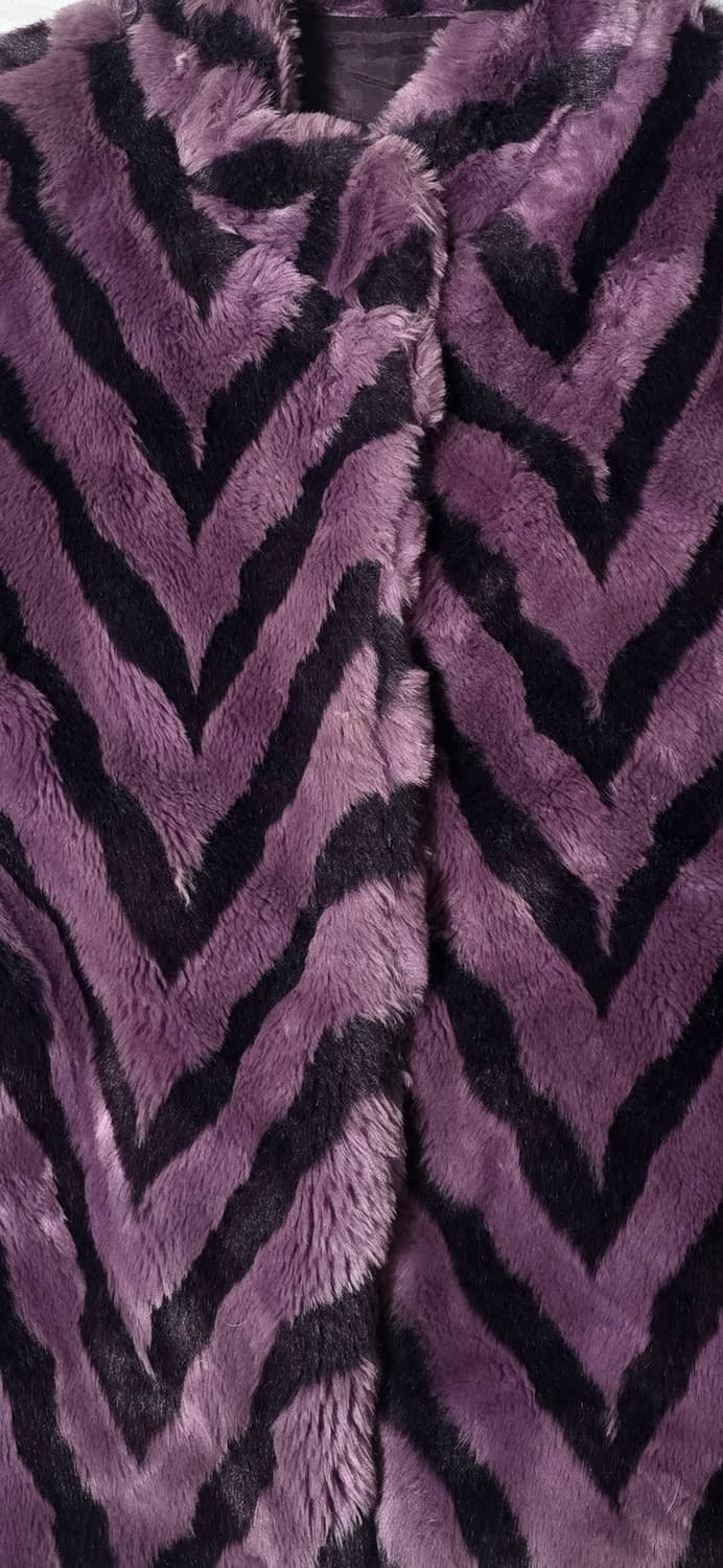 Japaness Vintage 퍼플 쉐브론 패턴 여성 코트 상품이미지4