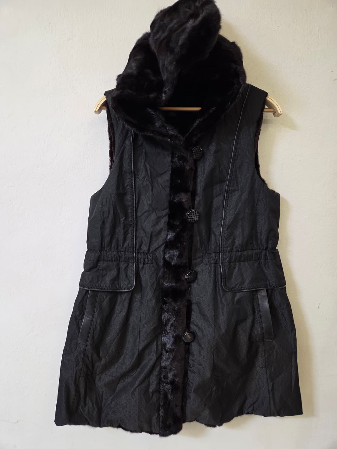 밍크 양면 조끼 후드 상품이미지5