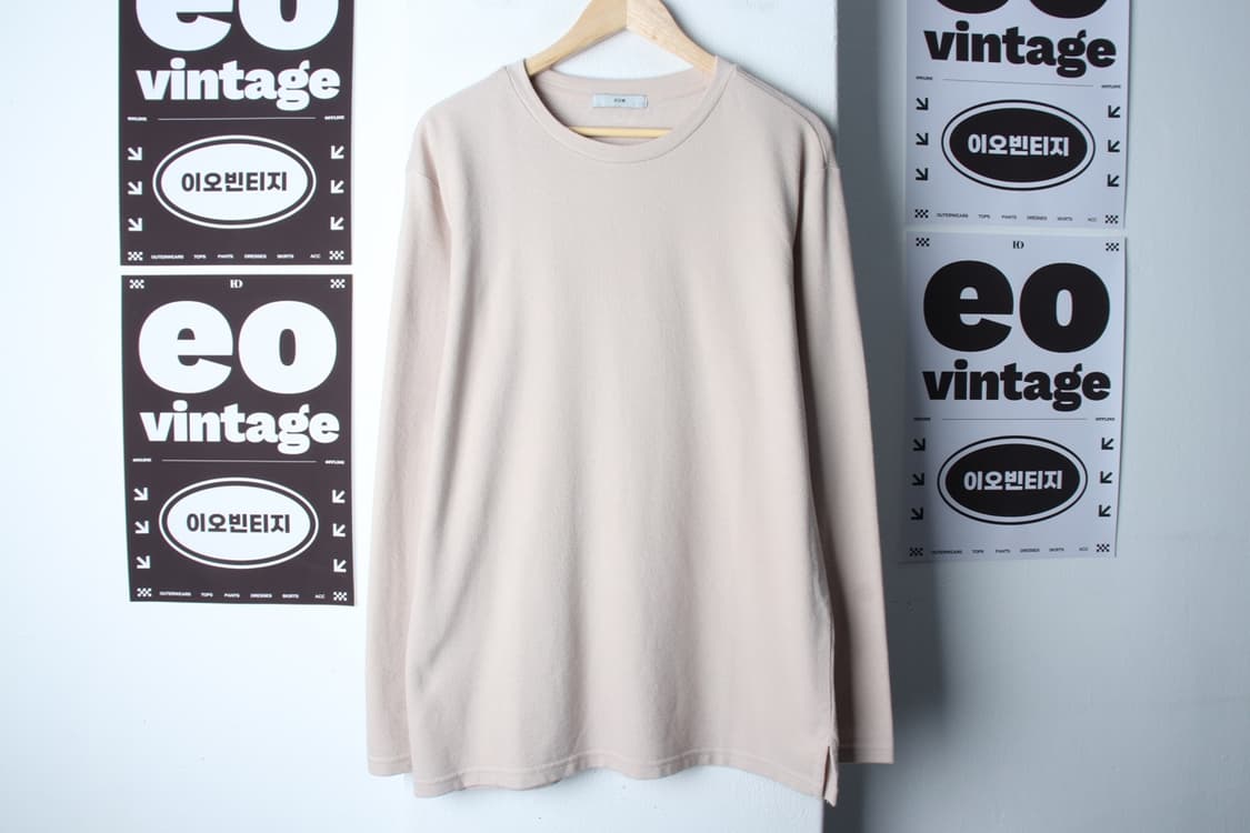 (2XL) 흄 긴팔티셔츠 빅사이즈 무지 베이지 기본-H33455 상품이미지2