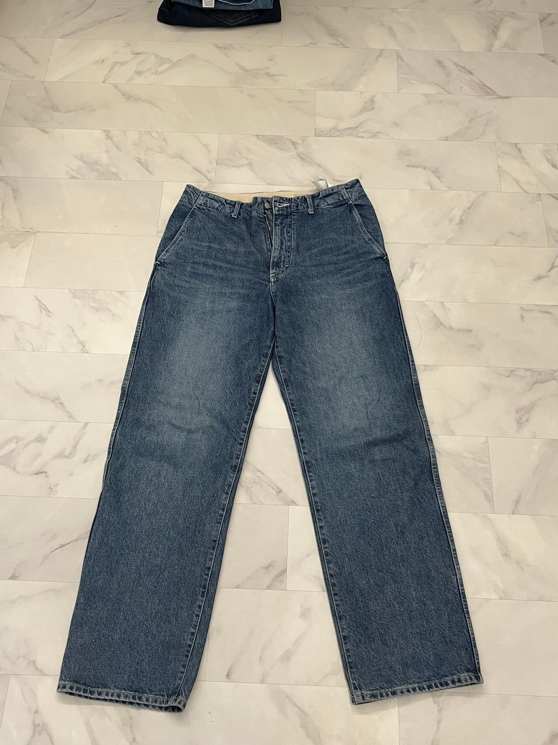 포터리 원워시드 와이드 데님 미드블루 2사이즈 상품이미지3