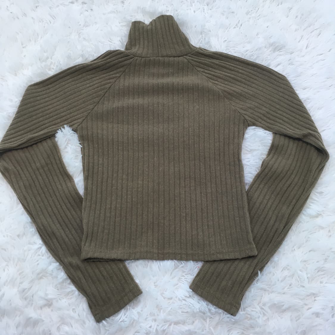 빈티지 카키 스트라이프 목폴라 니트 티셔츠 771 y2k 스트릿 갸루  상품이미지2