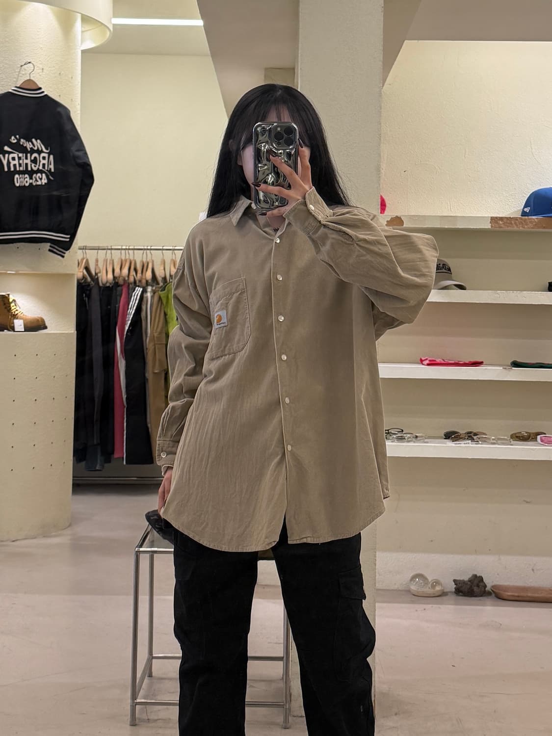 칼하트 원포켓 오버핏 셔츠 베이지 U1404 상품이미지1