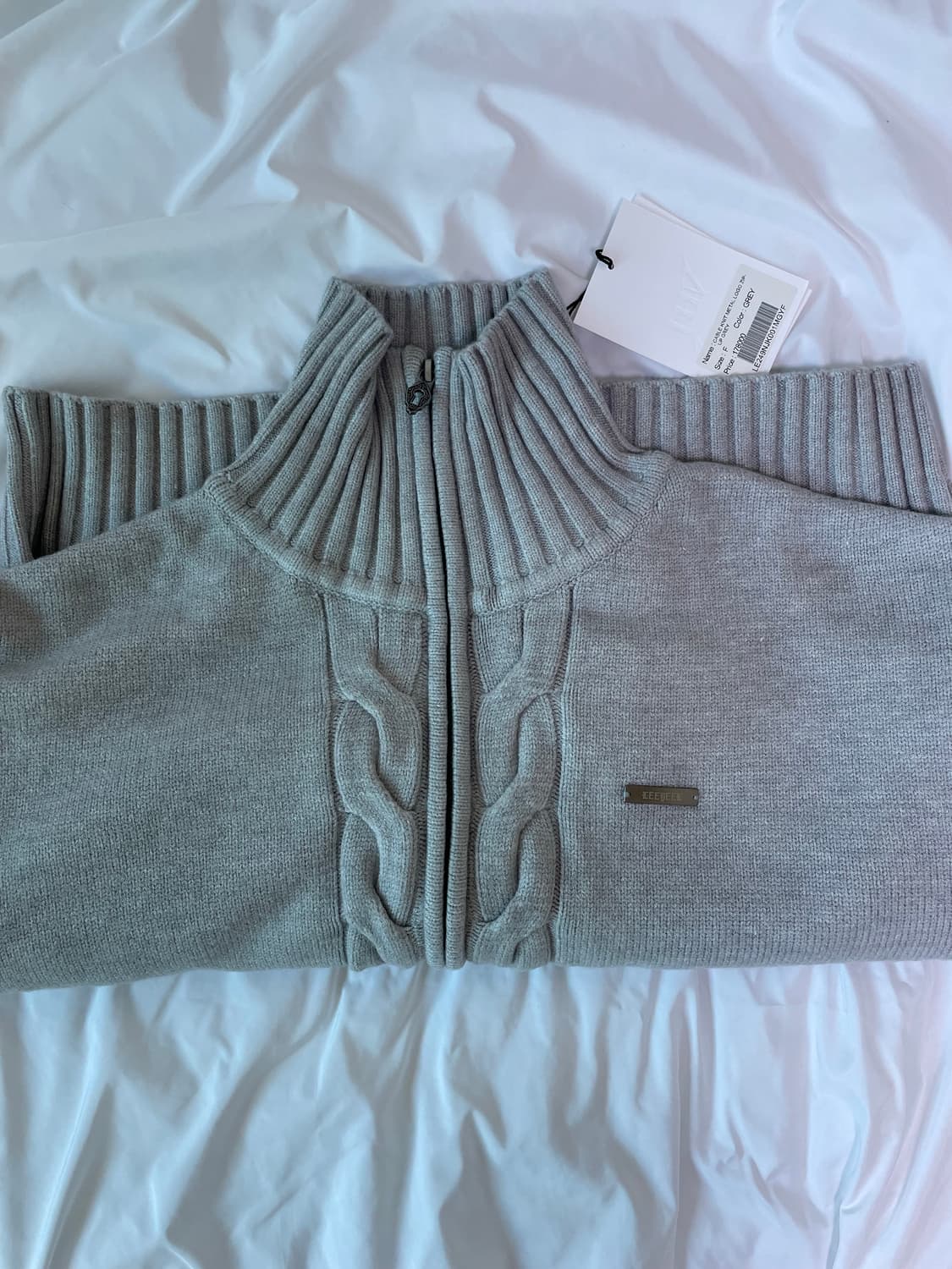 LEEY YEEL CABLE KNIT METAL LOGO ZIP-UP 상품이미지5