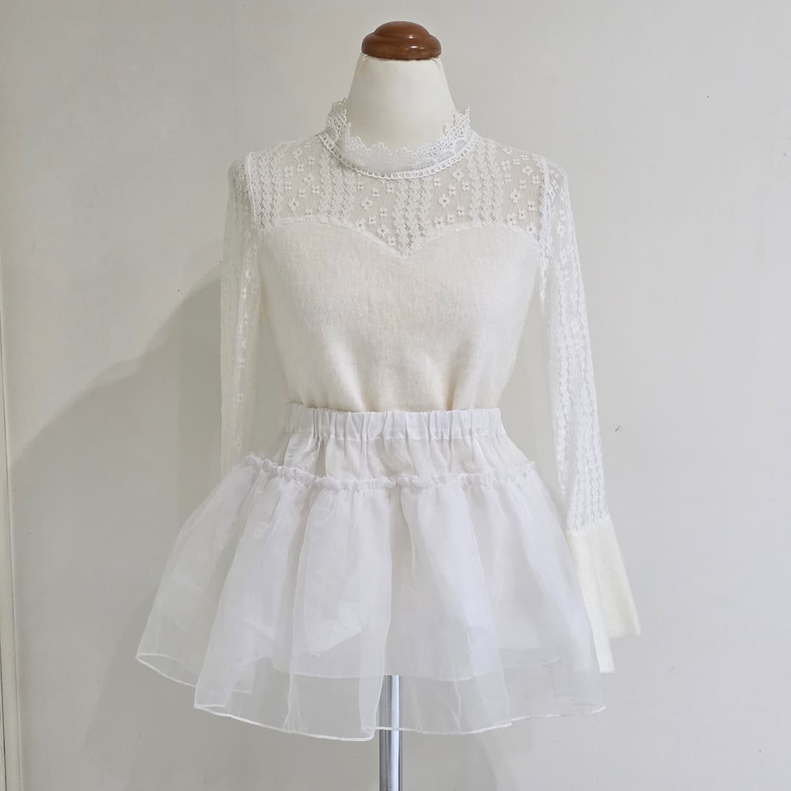 히메갸루 앙고라 시스루 화이트 블라우스 상품이미지2