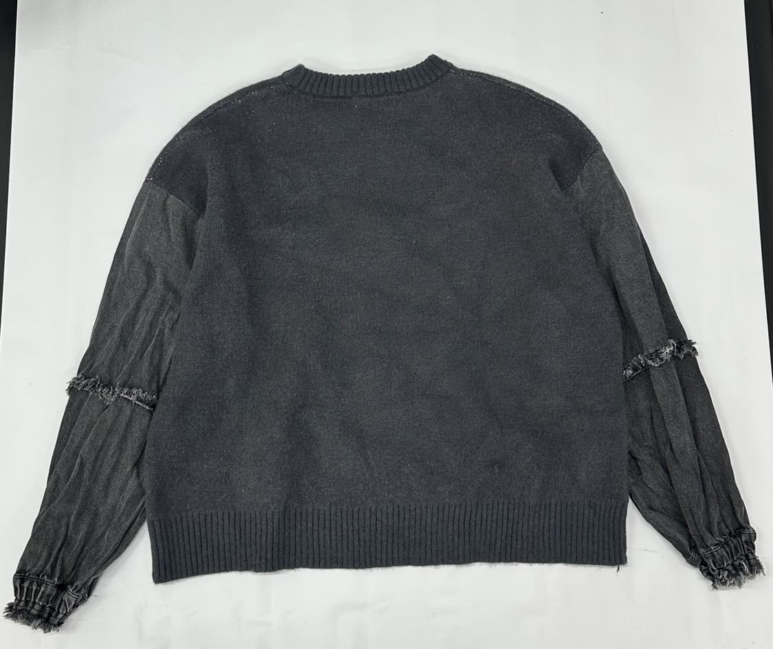 피그먼트 데님 포인트 맨투맨 그레이 니트 보헤미안 일본 빈티지 펑크 상품이미지4