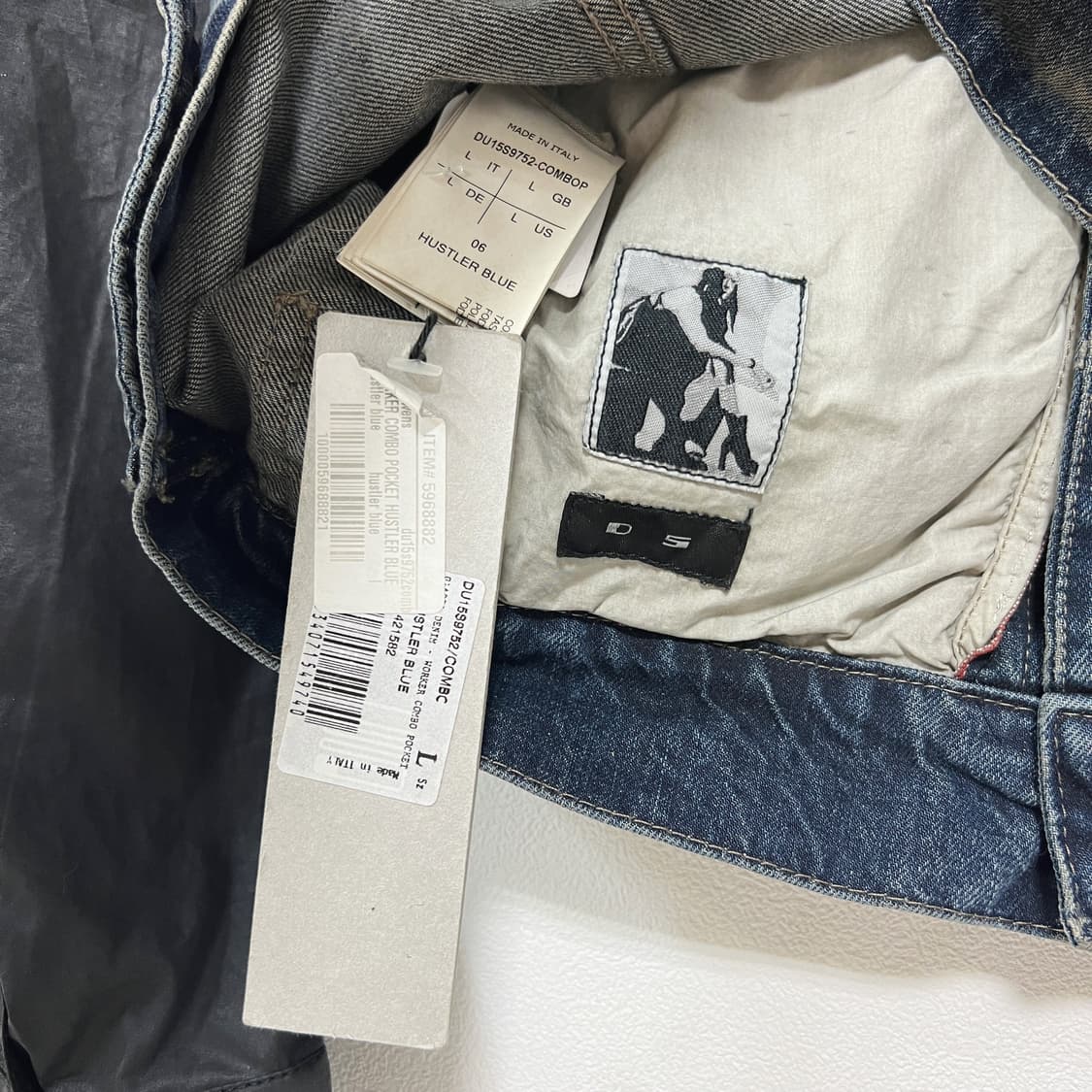 릭오웬스 15SS 다크쉐도우 가죽 데님 자켓 허슬러 블루 상품이미지8