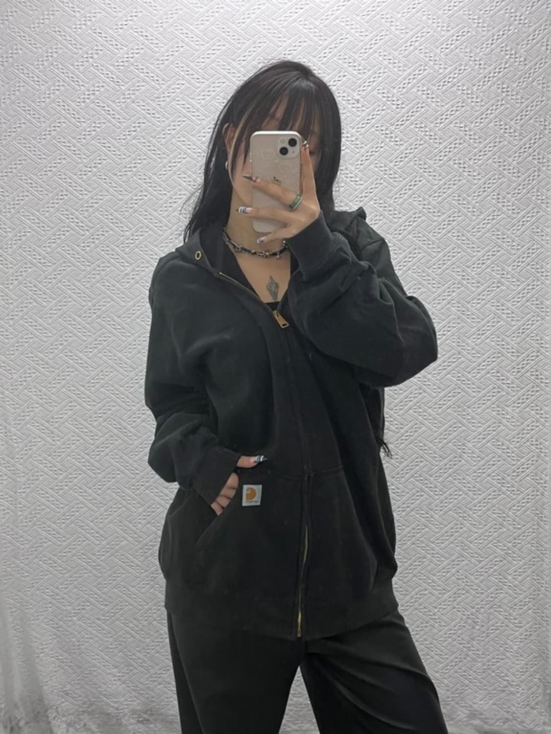 칼하트 써멀 빈티지 오버핏 약기모 후드집업 L C07698 상품이미지2