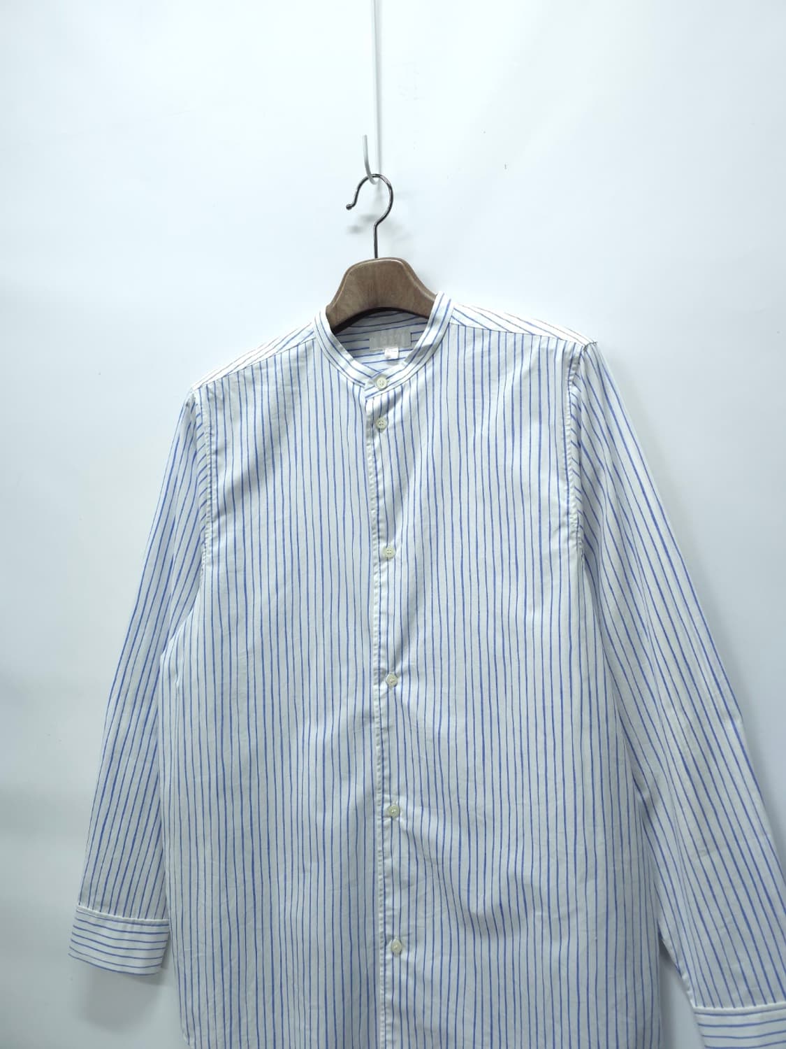 COS(코스) 남성 코튼 밴드칼라 블루 스트라이프 셔츠 상품이미지2