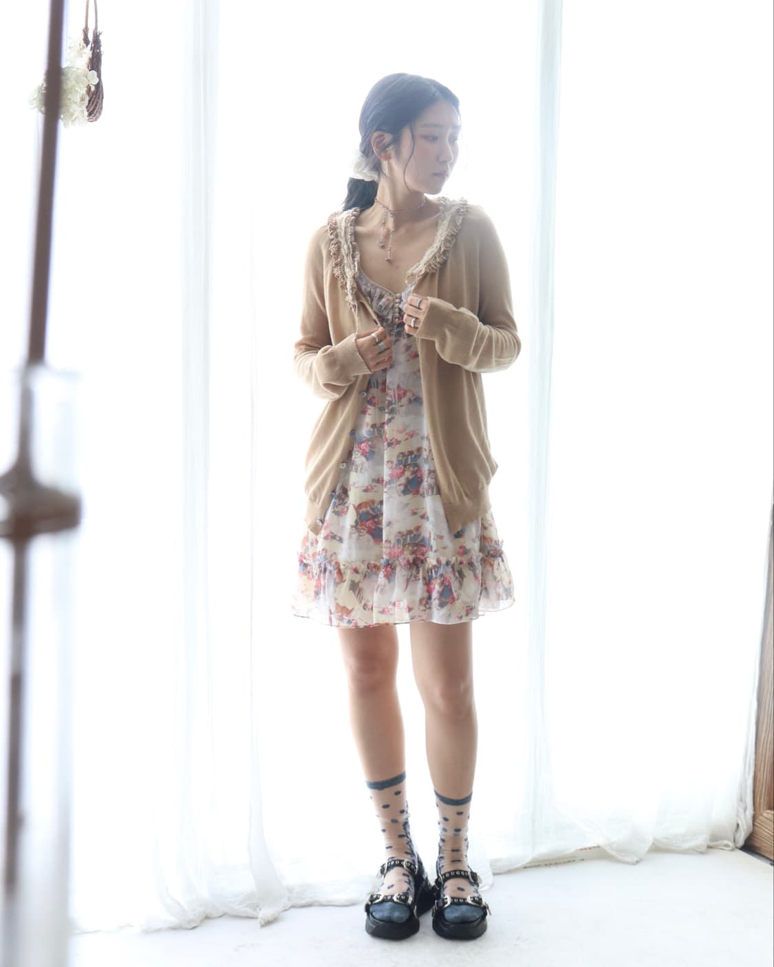 [Sunao Kuwahara] Lace Frill Cardigan 상품이미지4