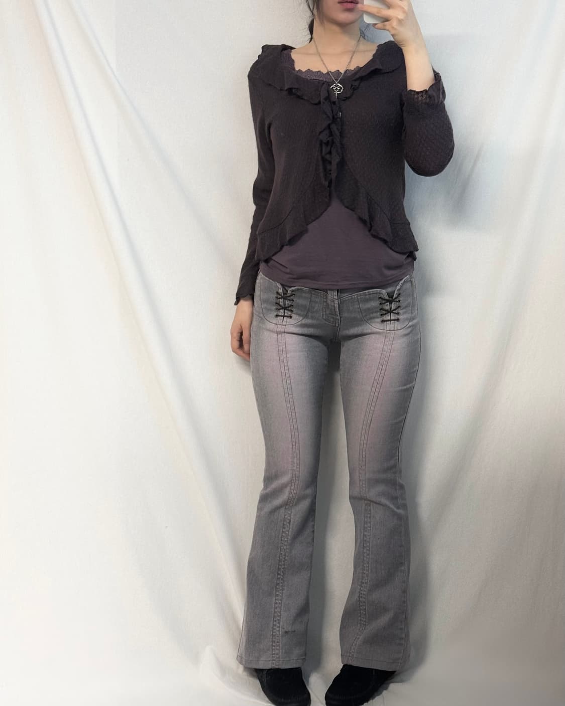 로사체리 러플 디테일 가디건 슬리브리스 2pcs SET 상품이미지5