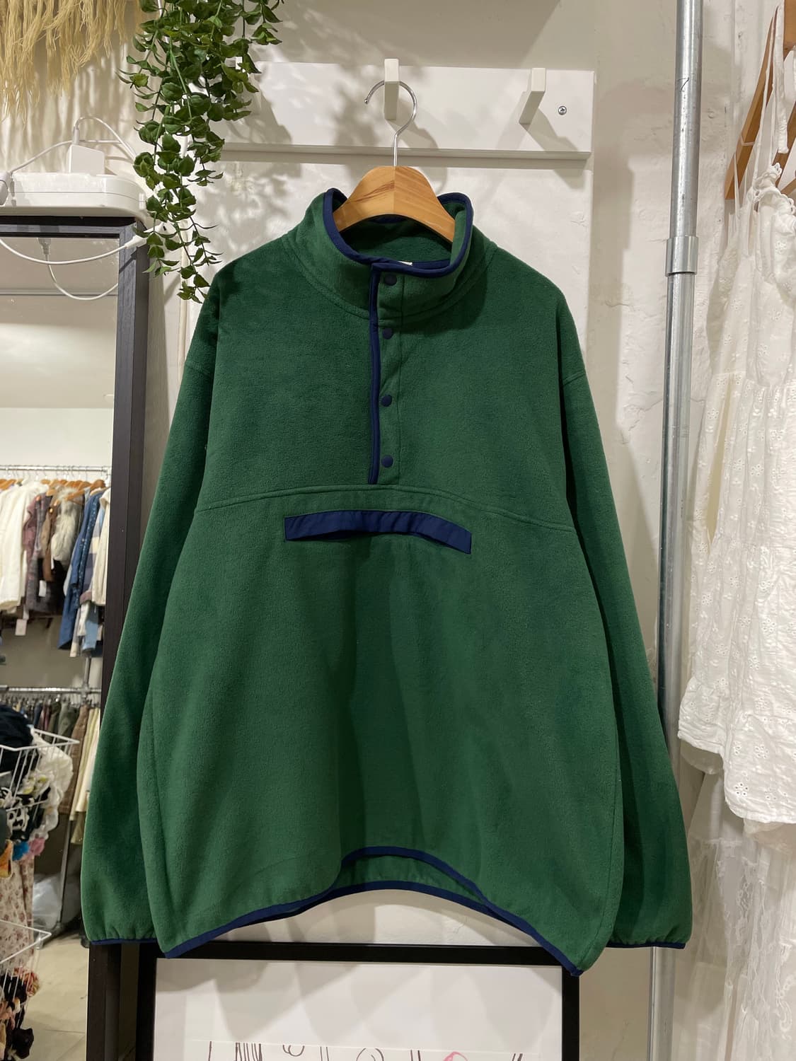 오버핏 올드스쿨 반집업 후리스 상품이미지8