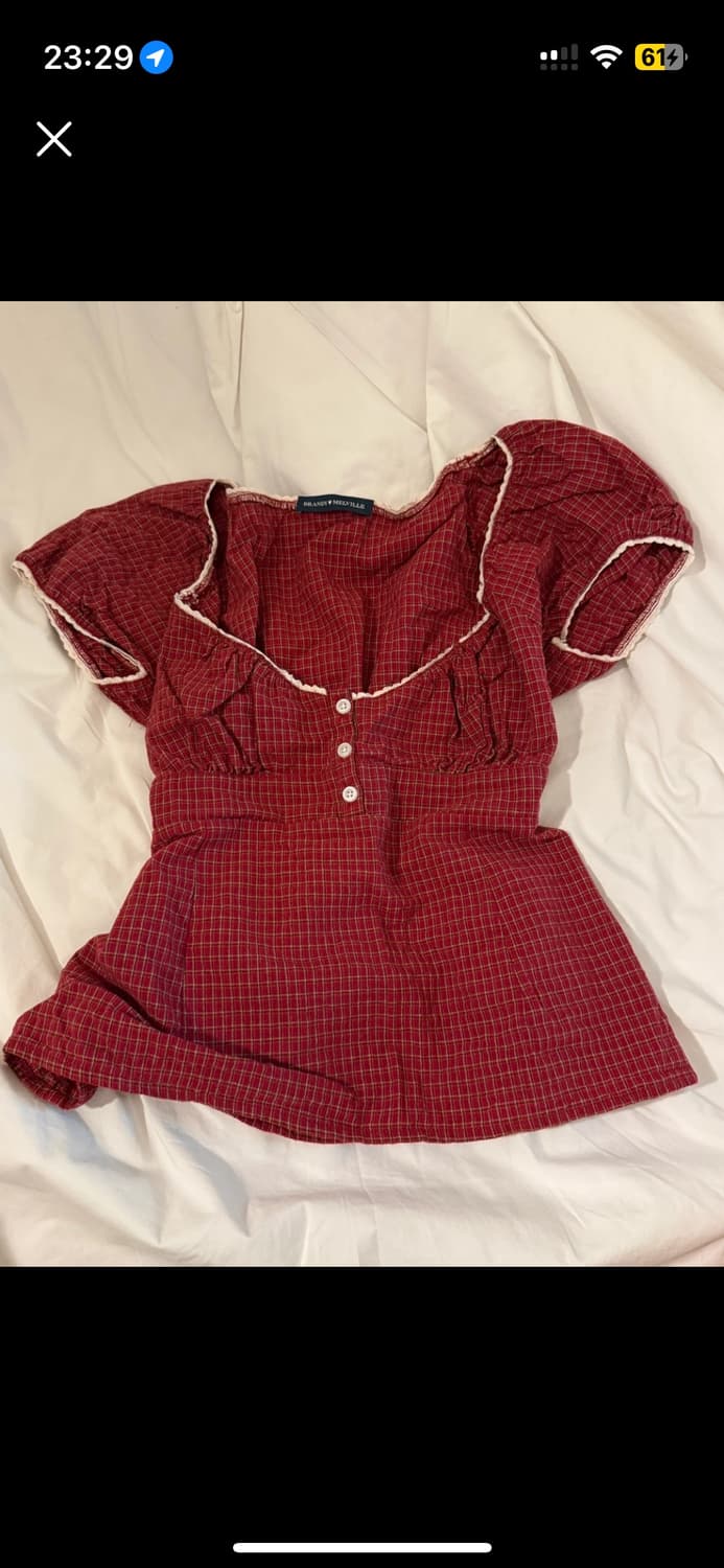 브랜디 멜빌 레드 체크 블라우스 상품이미지2