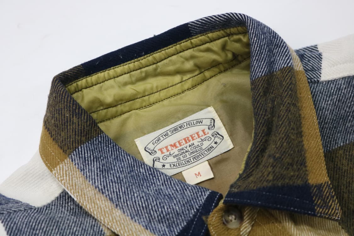 TIMEBELL 타임벨 빈티지 머스타드 네이비 체크 셔츠 (M) 상품이미지6