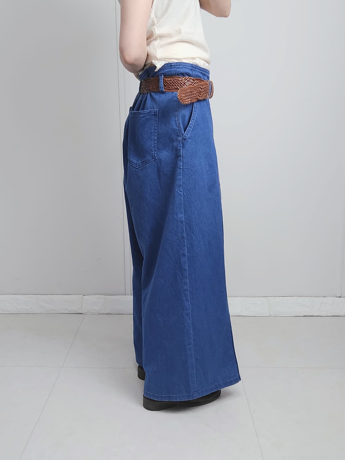 (axes femme)데님 레이스 롱 팬츠 상품이미지4