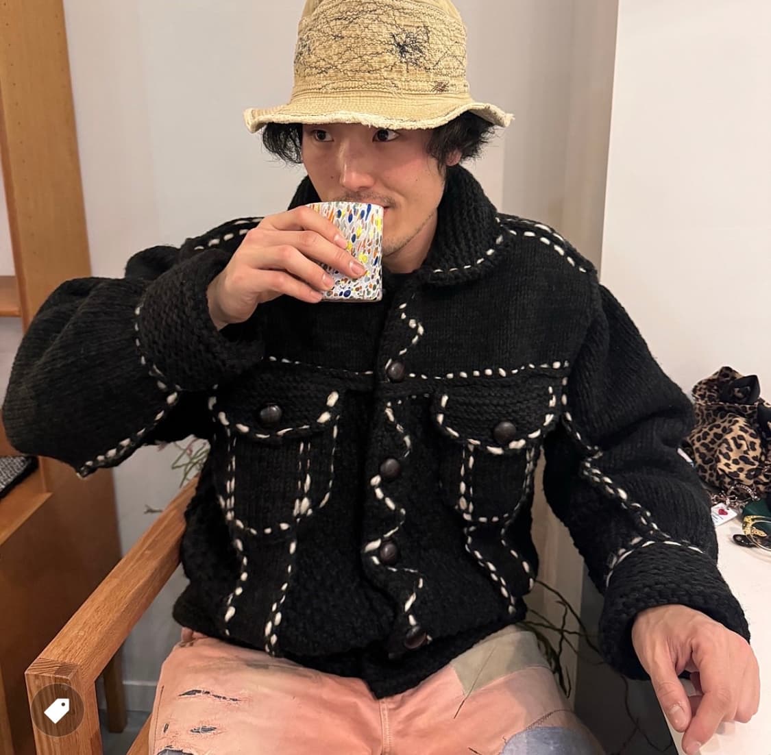 OS) 캐피탈 울 핸드 니트 코위찬 G 진 블랙 상품이미지4