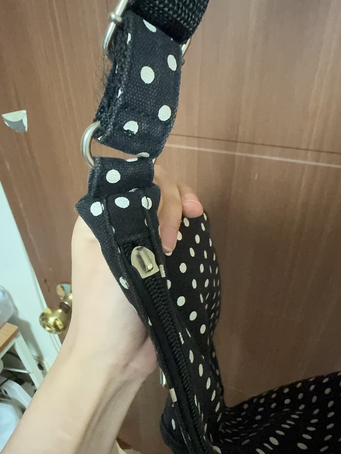 모리걸 하구미 일본 빈티지 블랙 도트 땡땡이 크로스백 상품이미지3