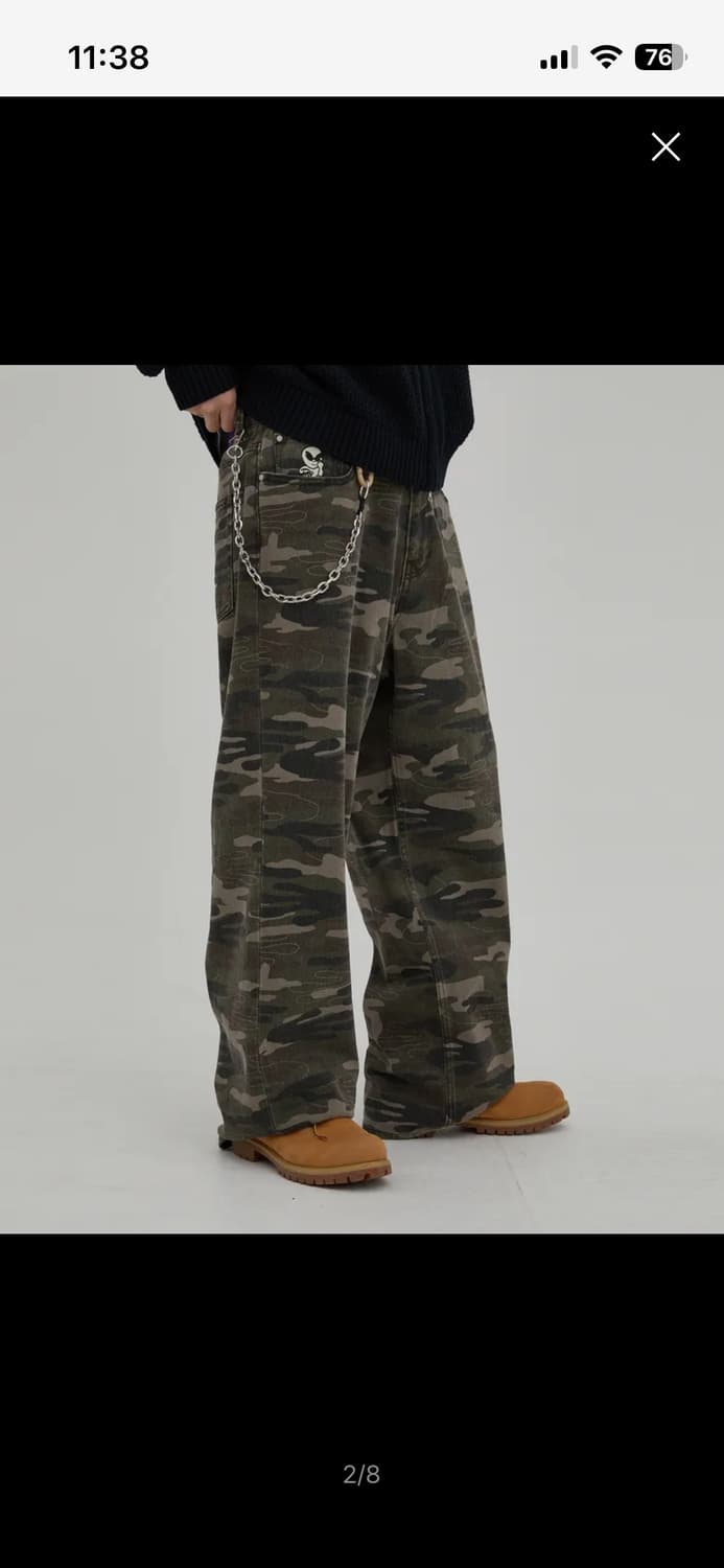 후드후드 HD 체인 자수 데님 팬츠 카모 상품이미지2