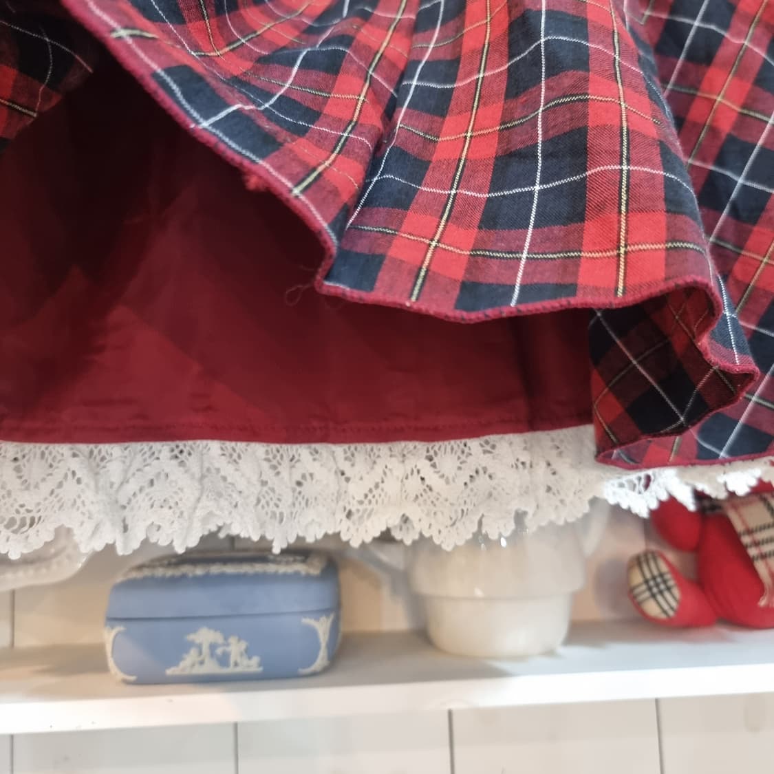 레드 체크 레이스 미니스커트 상품이미지3