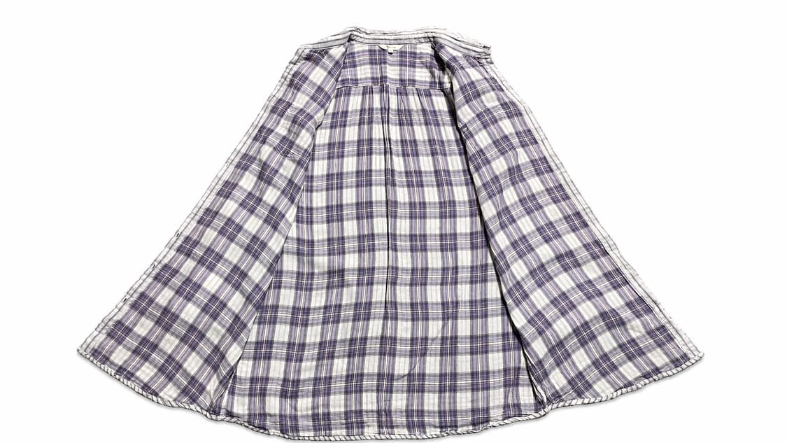 JPN 일본 빈티지 y2k 모리걸 거즈 스트라이프 체크 셔츠 원피스 LL 상품이미지3