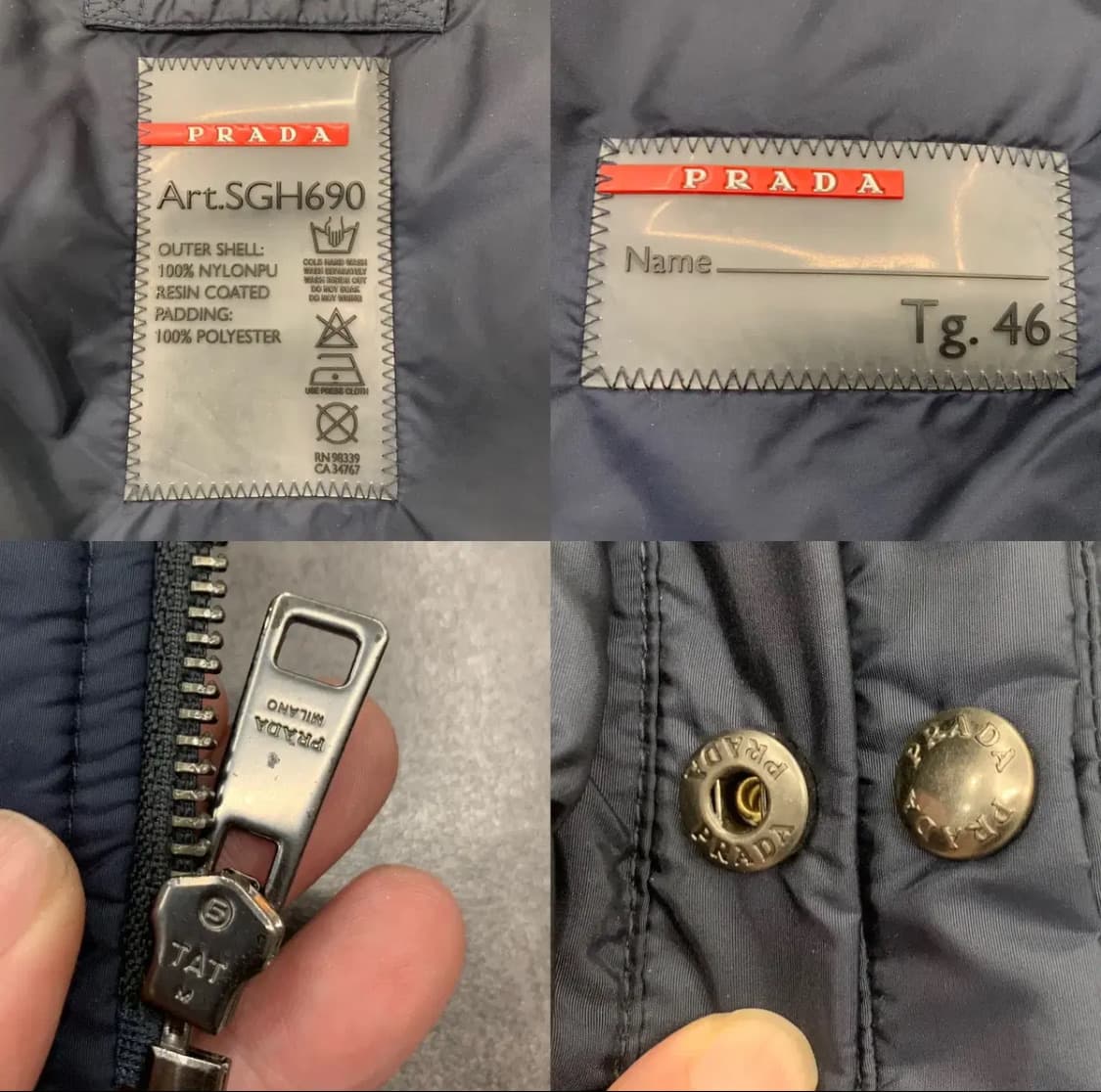프라다 디테쳐블 패딩재킷(충전재/나일론)46 사이즈 상품이미지9