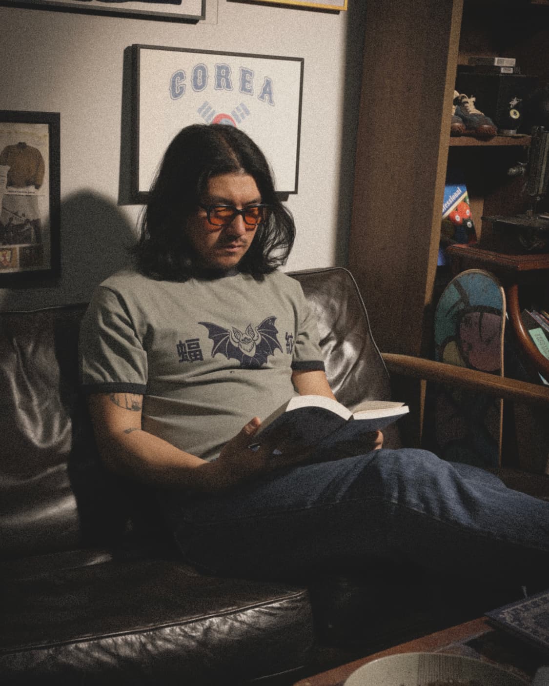 모쿠토 박쥐패턴(Good Luck) 링거티 - 차콜 M/L/XL 상품이미지8