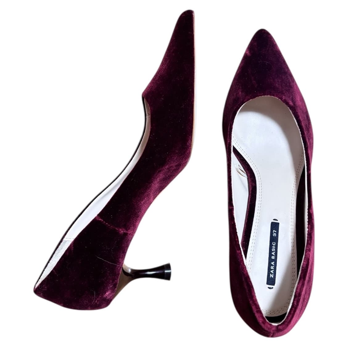 자라(ZARA) 벨벳 버건디 키튼힐 / 하이힐 상품이미지3