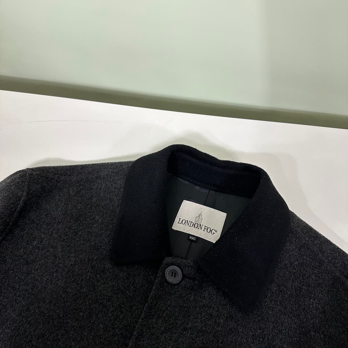 100 런던포그 차콜 카라배색 하프 발마칸코트 상품이미지4