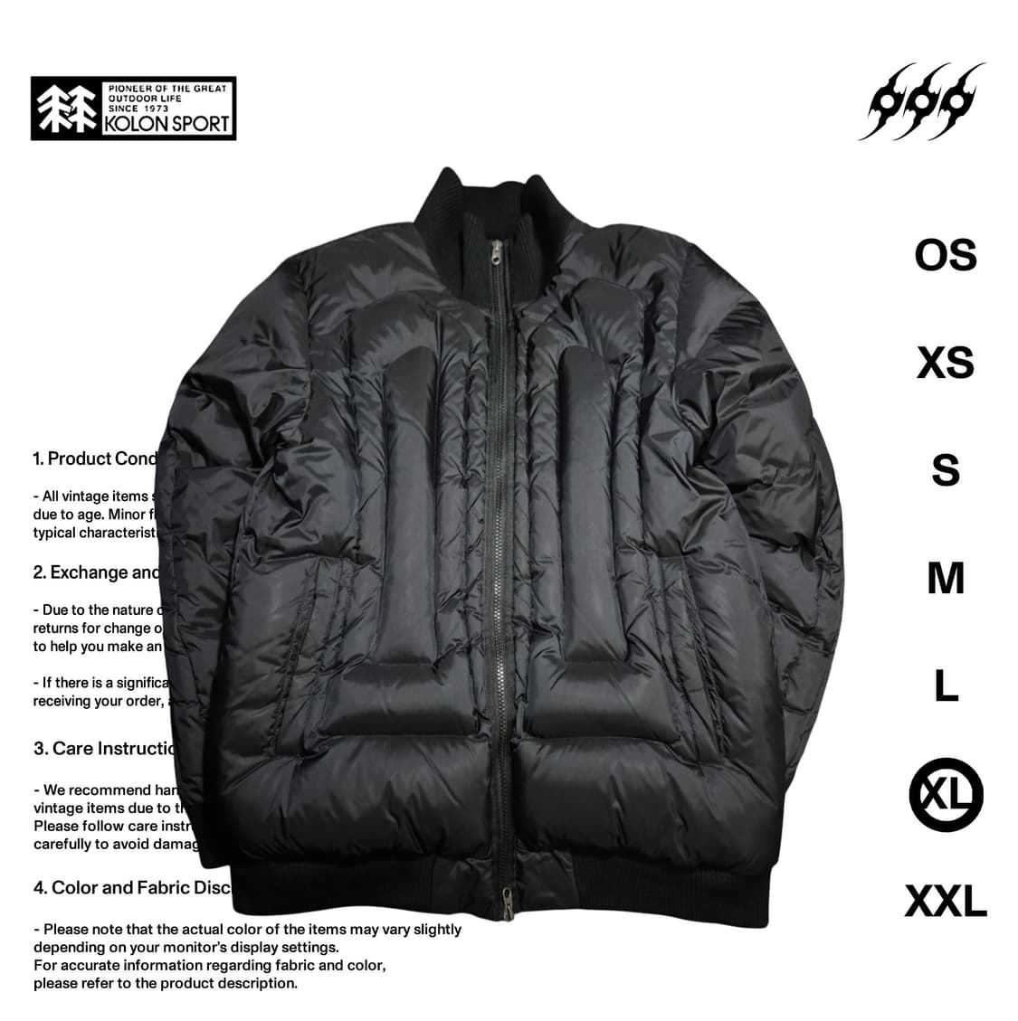 코오롱 10S  구스다운 시보리 105사이즈 패딩 상품이미지1