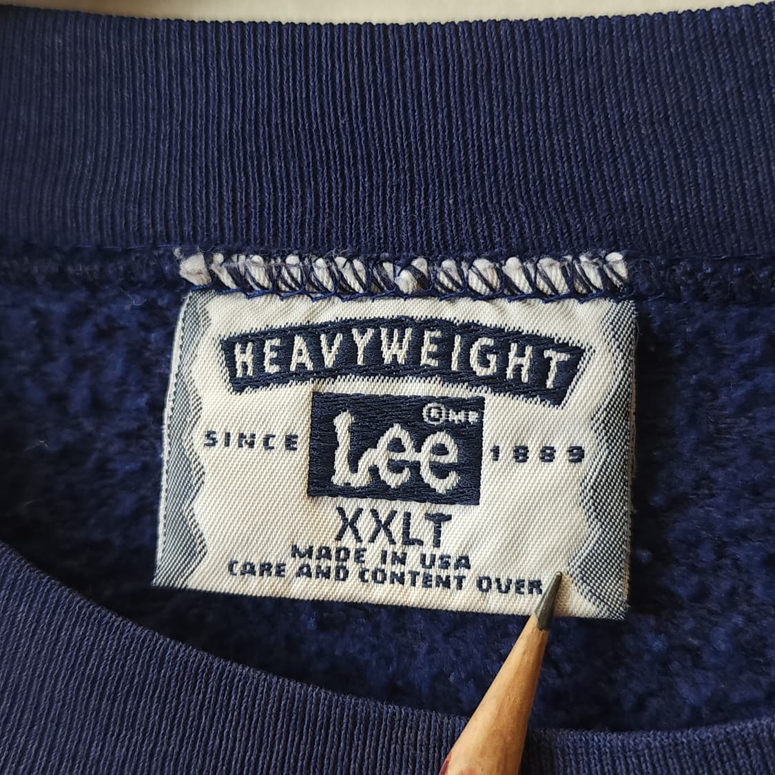 90s Lee 빈티지 스웻셔츠 플레인 스웻셔츠 블루 썬페이딩 xxl 상품이미지5