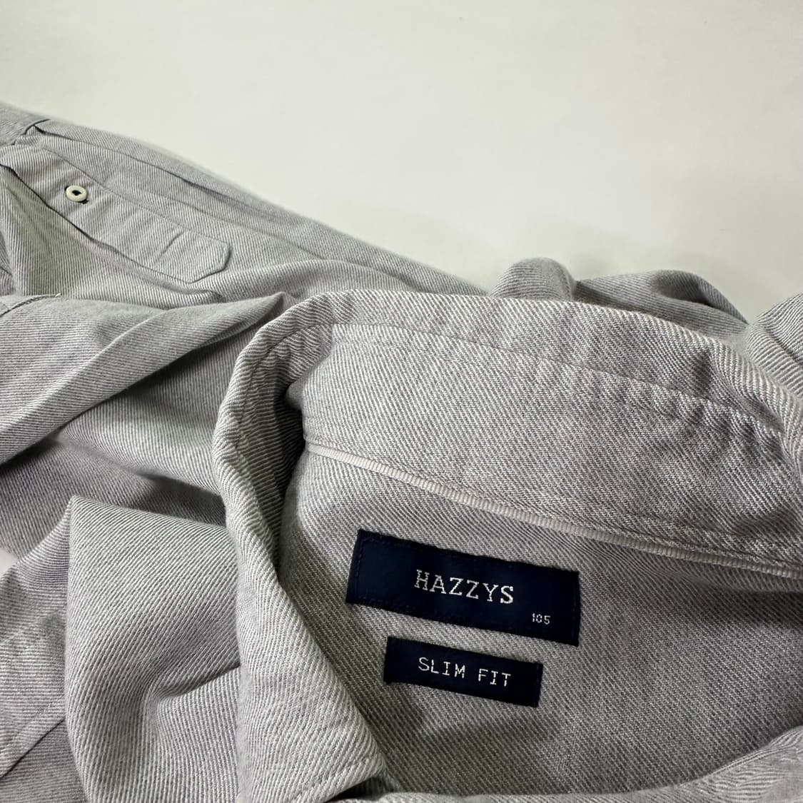 L 헤지스 라이트그레이 기본로고 솔리드셔츠 남방 상품이미지3