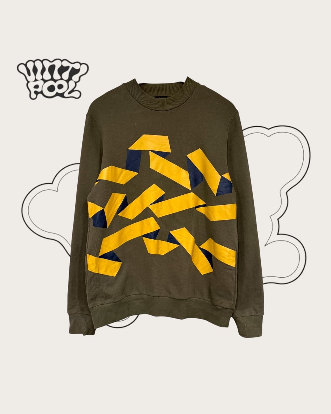 COS 코스 카키색 기하학 패턴 맨투맨 티셔츠 M 상품이미지1