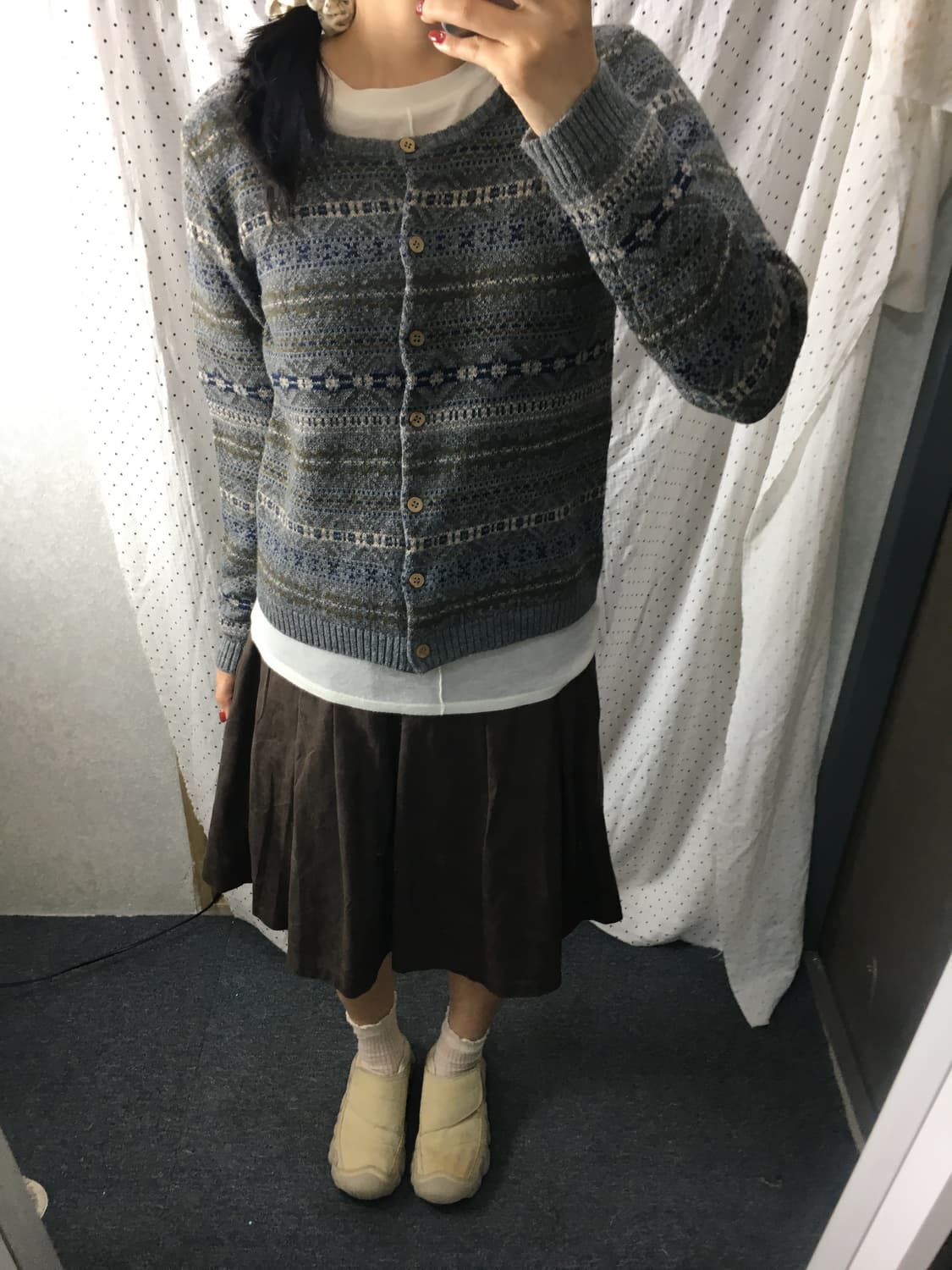 그레이 패턴 가디건 상품이미지4