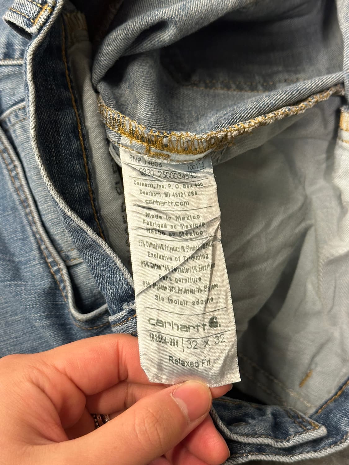 칼하트 러그드 플렉스 릴렉스드 핏 데님 팬츠 32x32 상품이미지6