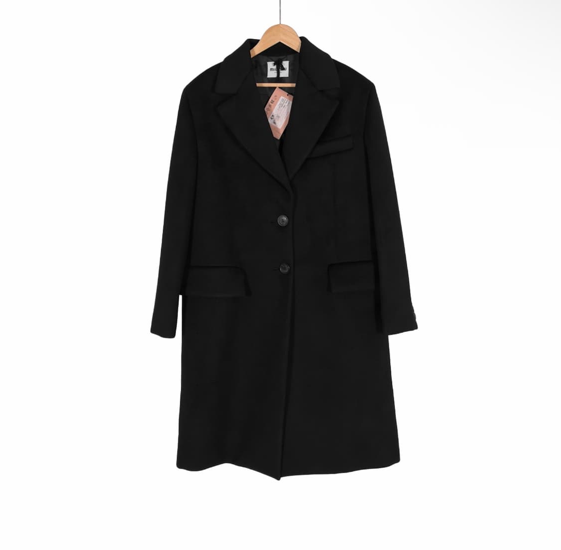 [44] 미우미우 남성 싱글 브레스티드 캐시미어 벨루어 벨벳 코트 블랙 상품이미지1